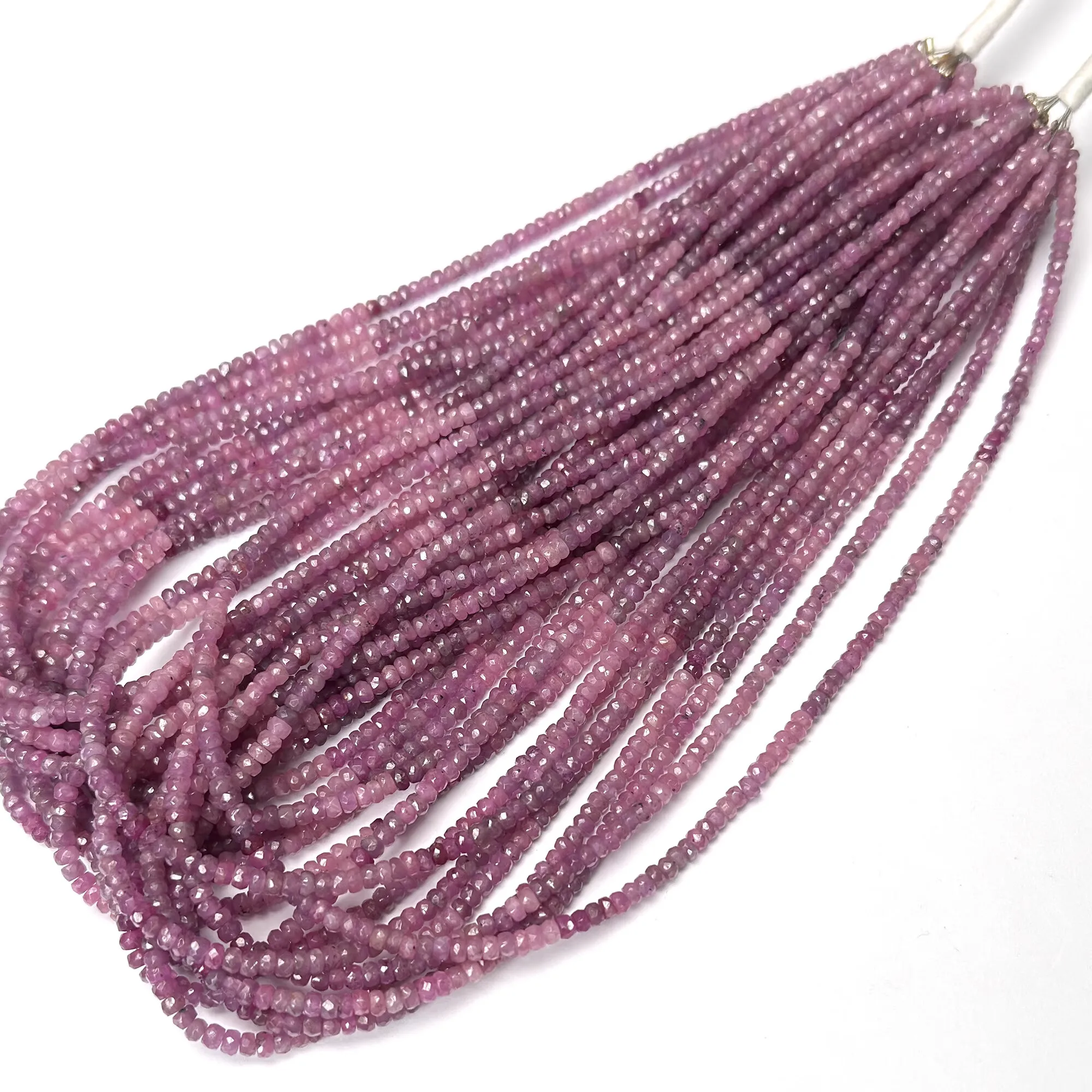 

5A pink Sapphire faceted roundelle 3-3.5mm wholesale for DIY jewelry necklace 38cm LOOSE BEADS