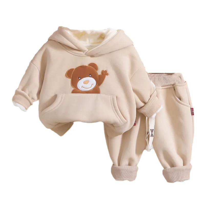 

New Winter Baby Girls Clothes Suit Children Boys Casual Thicken Hoodies Pants 2Pcs/Sets Toddler Sports Costume Kids Tracksuits