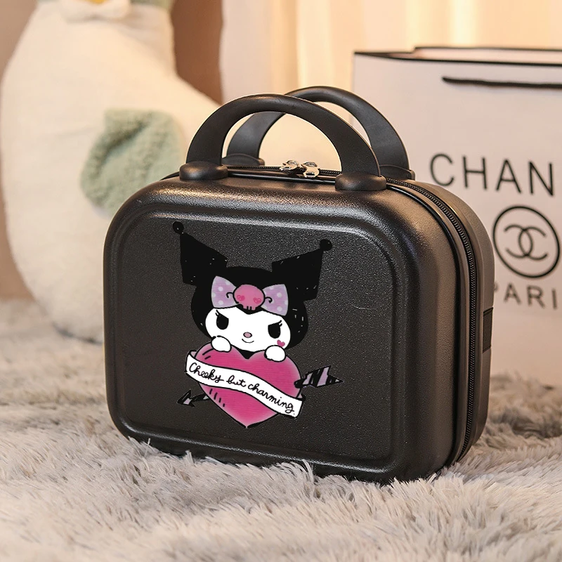 Fashion Hello Kitty Sanrios Suitcase Anime Kawaii Kuromi Mmy Melody Lightweight Cosmetic Case Handbag Zipper Storage Organizer