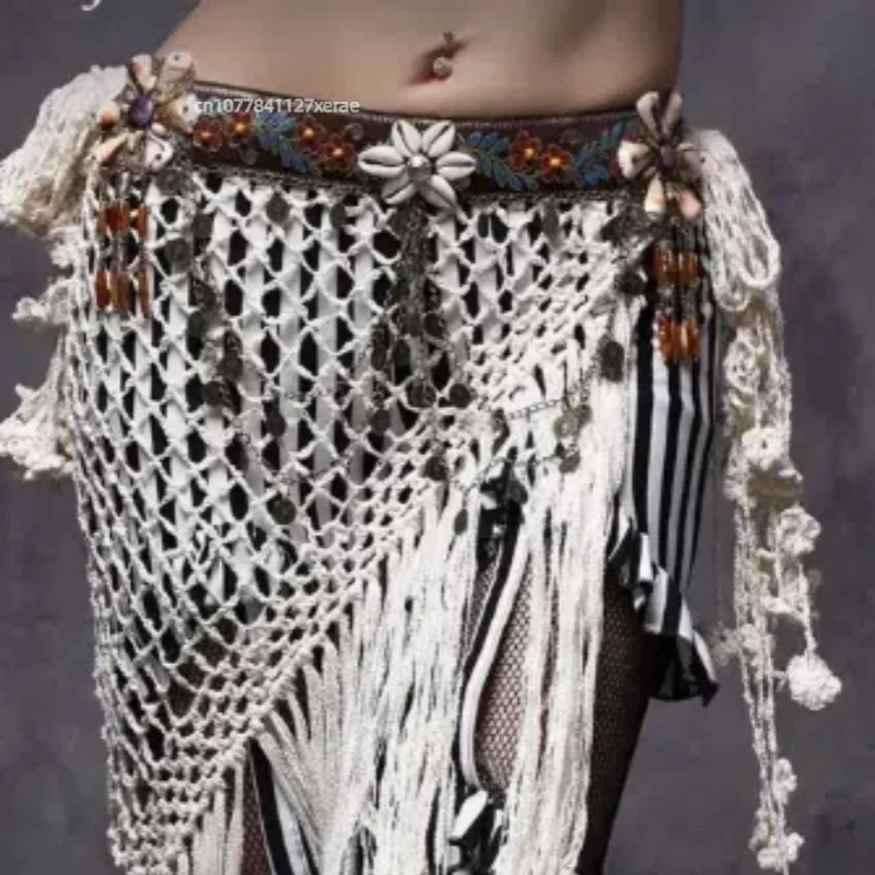 

Новая поясная цепочка для танца живота в этническом стиле, набедренный шарф для танца живота, треугольный шарф, поясная цепочка с кисточками, длинная женская сценическая цепочка