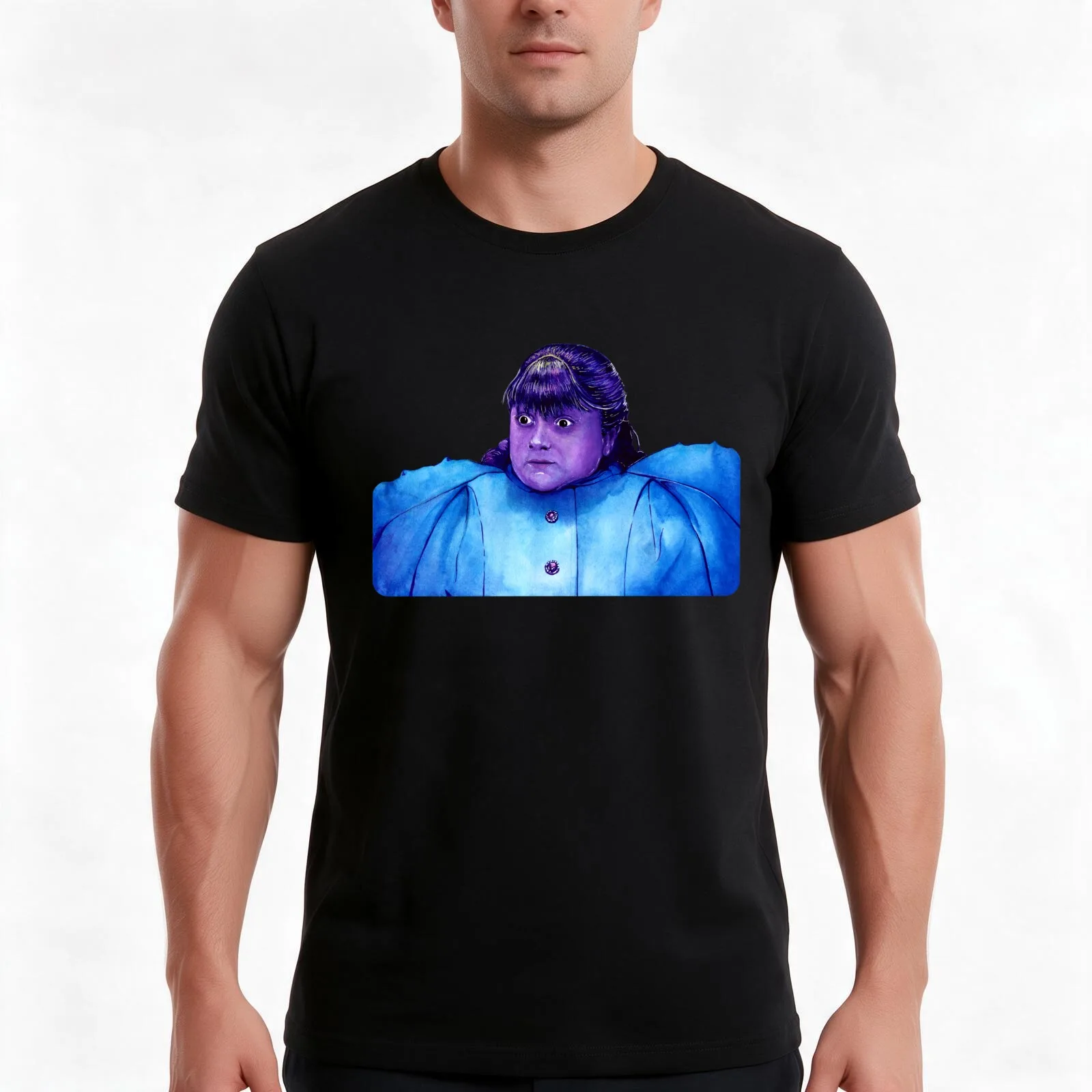 Violet chocolate factory watercolor T-Shirt, Summer Casual Cotton Tee, Oversized Streetwear Tops, Vintage Graphic Print