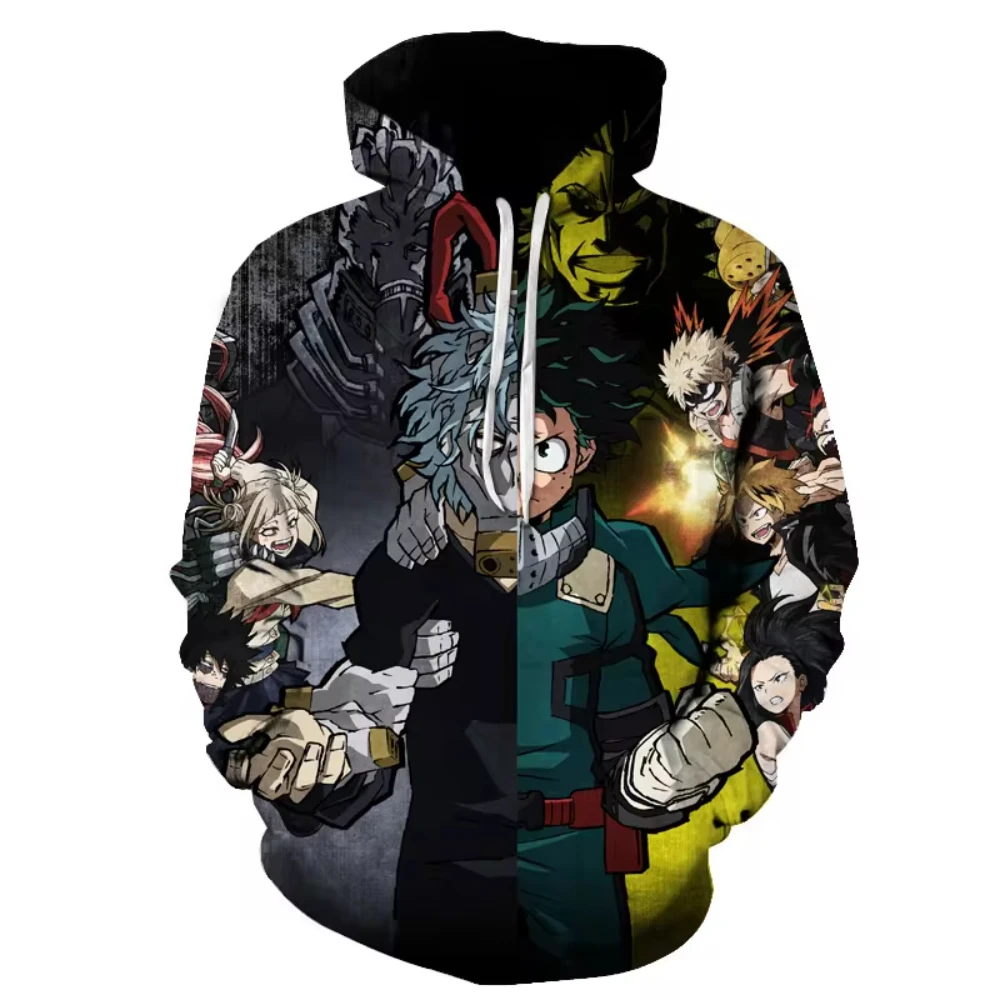 Anime My Hero Academia 3D Printed Men\'s Hoodie Harajuku Long Sleeves Oversized Outdoor Pullover Sweatshirt Kids Unisex Clothing