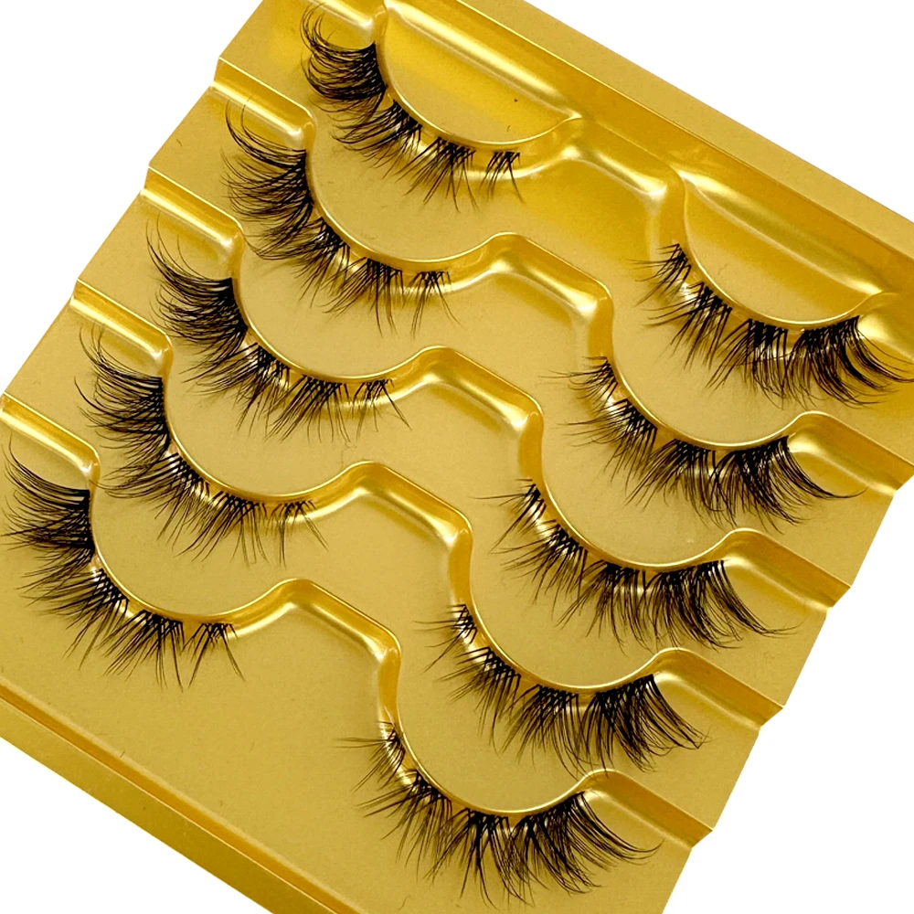 NEW Manga Lashes 5Pairs Eyelashes 3D Mink Lashes Natural Cils Strip Lashes Band Soft Cosplay False Eyelashes Makeup