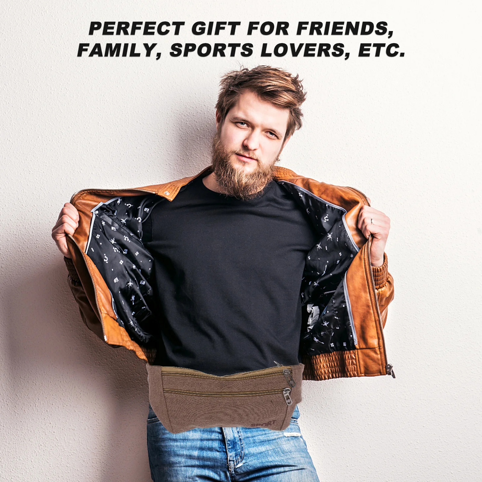 

Waterproof Sports Waist Bag Lightweight Canvas Pouch Running Pocket Adjustable Belt Hiking Travel Multifunctional Coffee