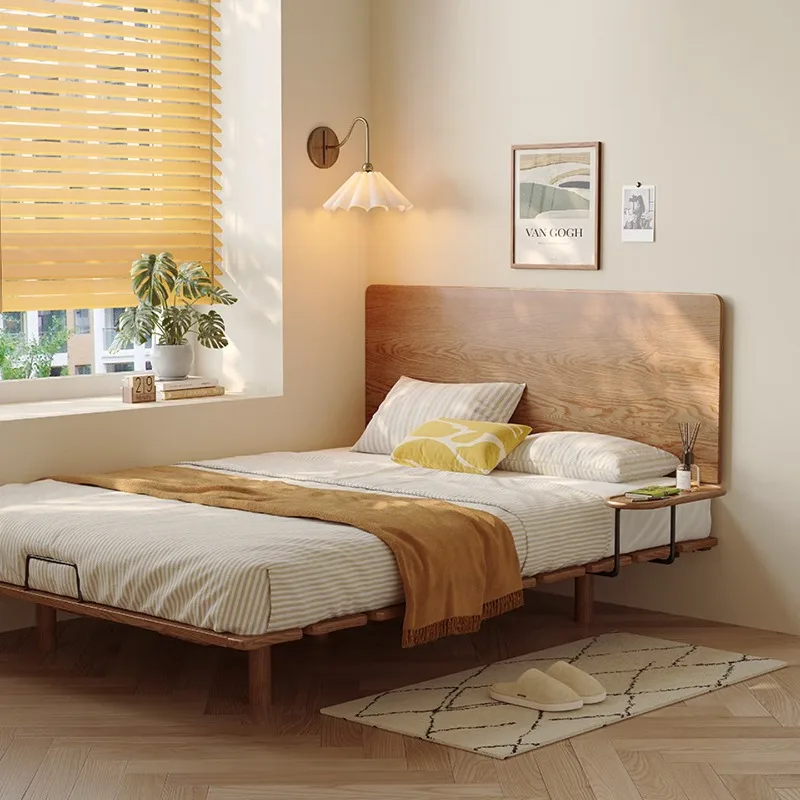 

Head of bed All solid wood bed Flush edge Small apartment Double No head of Suspended