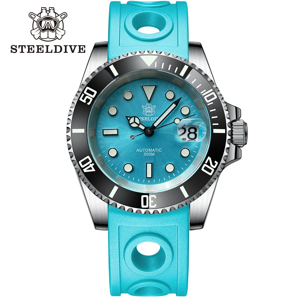 SD1953 Turquoise Dial Stainless Steel NH35 Watch Steeldive 41mm