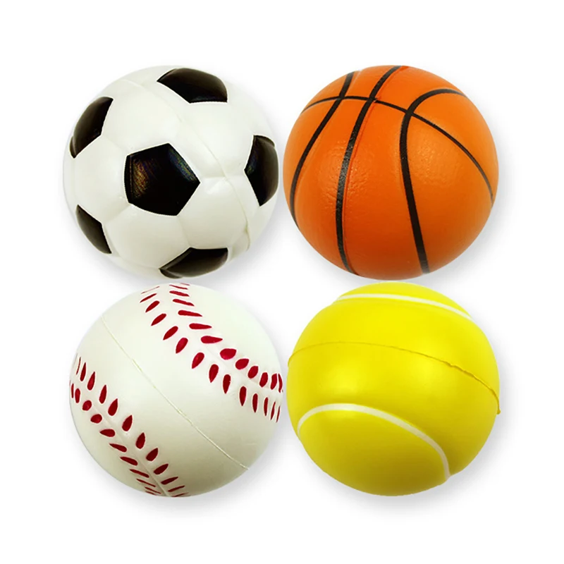 4PCS Spheroidal Squeeze Balls 1.9 Inch Baseballs Basketball Football Tennis Stress Relief Balls Foam Toys Party Favors