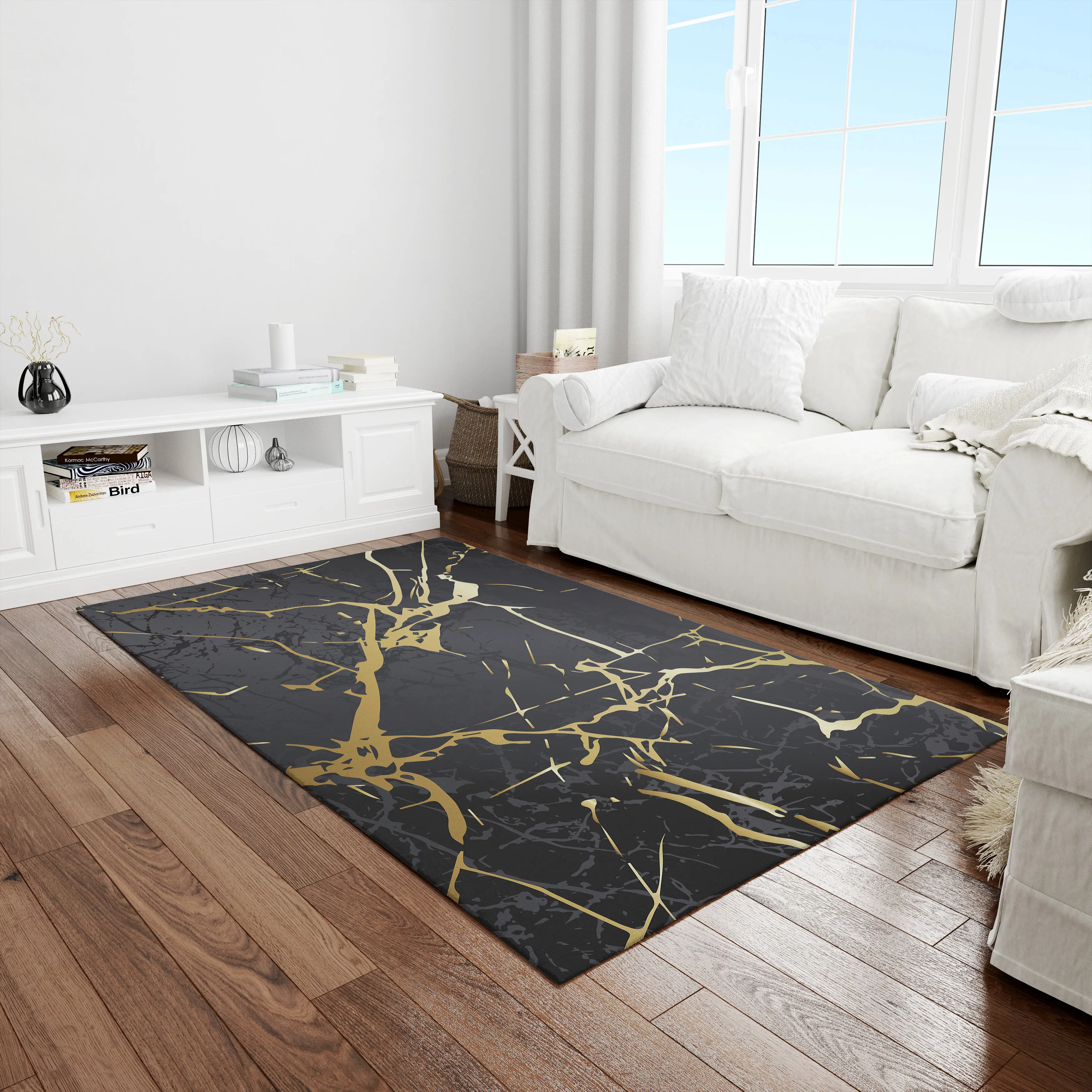 

Modern Luxury Carpets for Living Room Gold Decoration Home Soft Rugs for Bedroom Large Area Rug Non-slip Washable Mat for Floor