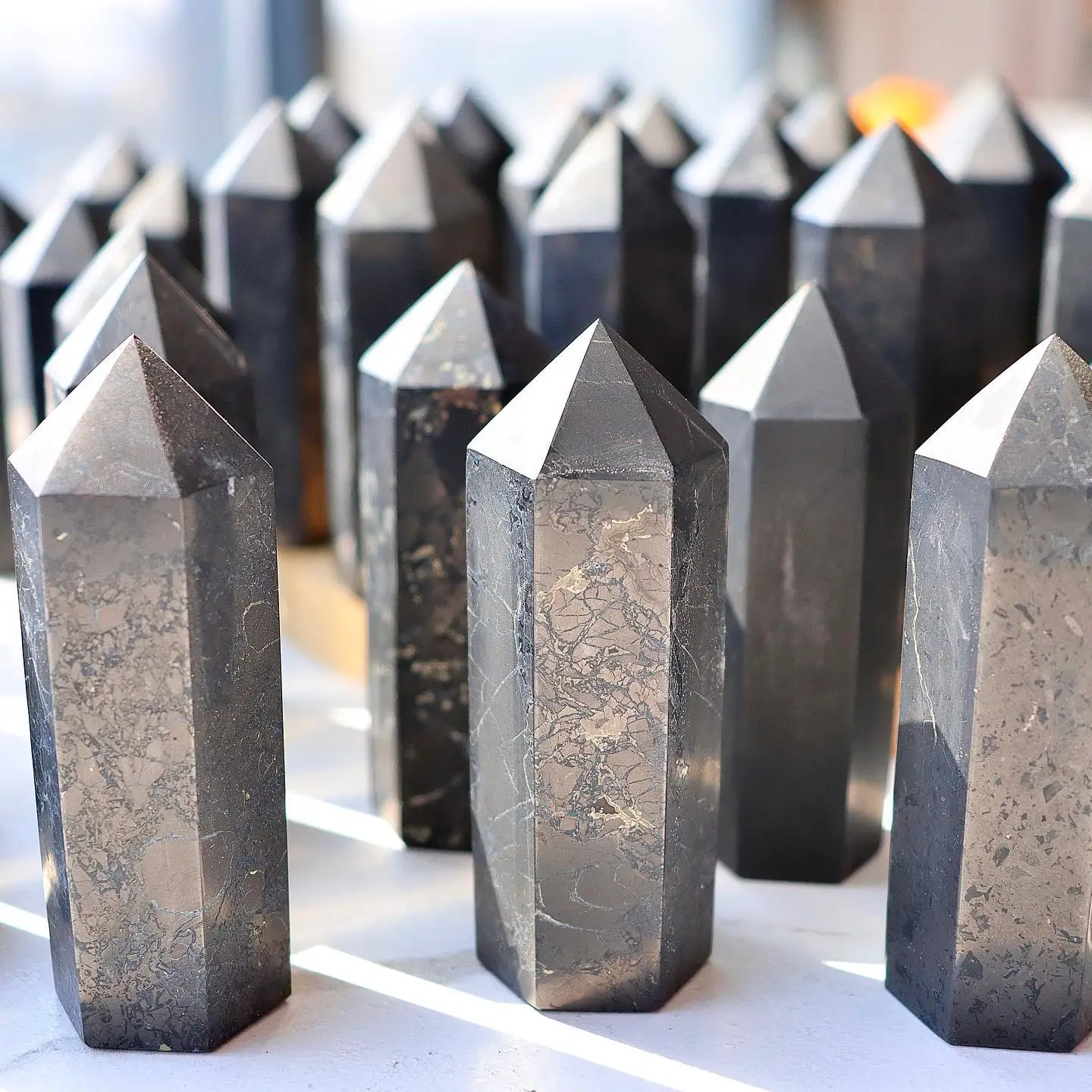 1pc Black Shungite Tower, Natural Shungite Polished Stone, Chakra Stone Yoga, Natural Stone Gift for Beginners