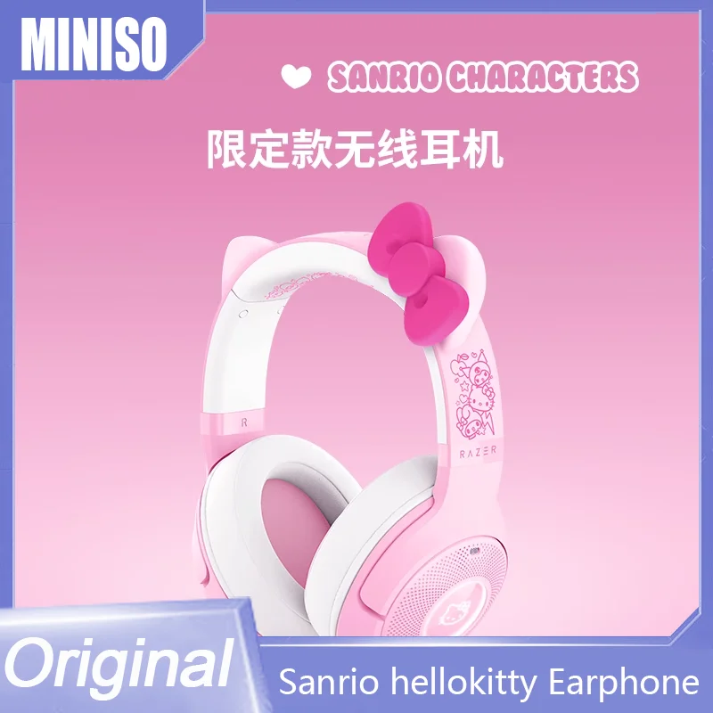 

Новые беспроводные наушники Sanrio Fanmily Hellokitty Bluetooth для девочек, подарок без микрофона, спортивная игровая гарнитура для компьютерной периферии