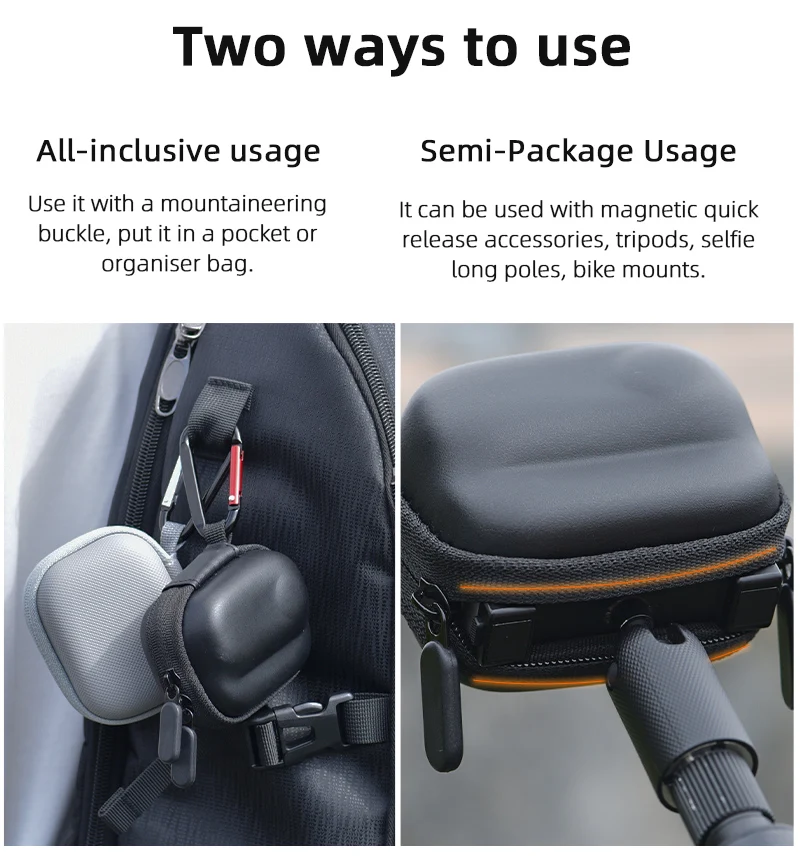 Brdrc mini aufbewahrung tasche für insta360 go 3/go 3s kleine trage tasche reise tragbare tasche mit karabiner action kamera zubehör – Detail 5
