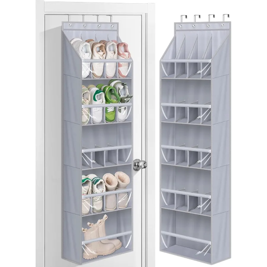 

20 Pairs Over The Door Shoe Organizer for Closet Narrow Hanging Shoe Rack for Door Hanger Deep Pocket Door Shoe Holder Storage