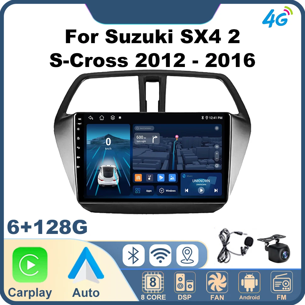 

Automotive Multimedia Android Car Radio CarPlay for Suzuki SX4 2 S-Cross 2012 - 2016 Navigation GPS 2 Din Head Unit Audio 8Core