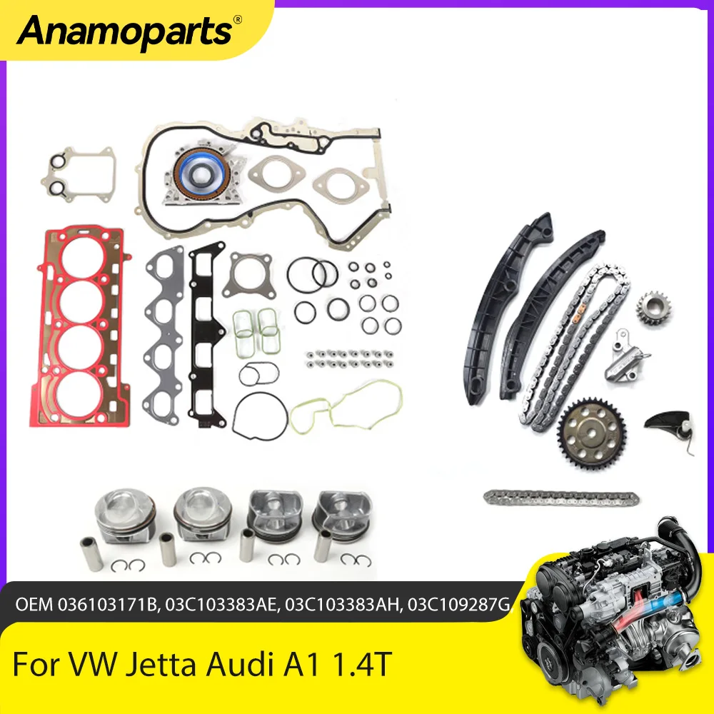 

Engine Part Rebuild Kit Timing Chain Pistons Rings Fit 1.4 T L4 Gas EA111 For Volkswagen Jetta Golf Beetle Tiguan Audi A1 1.4T
