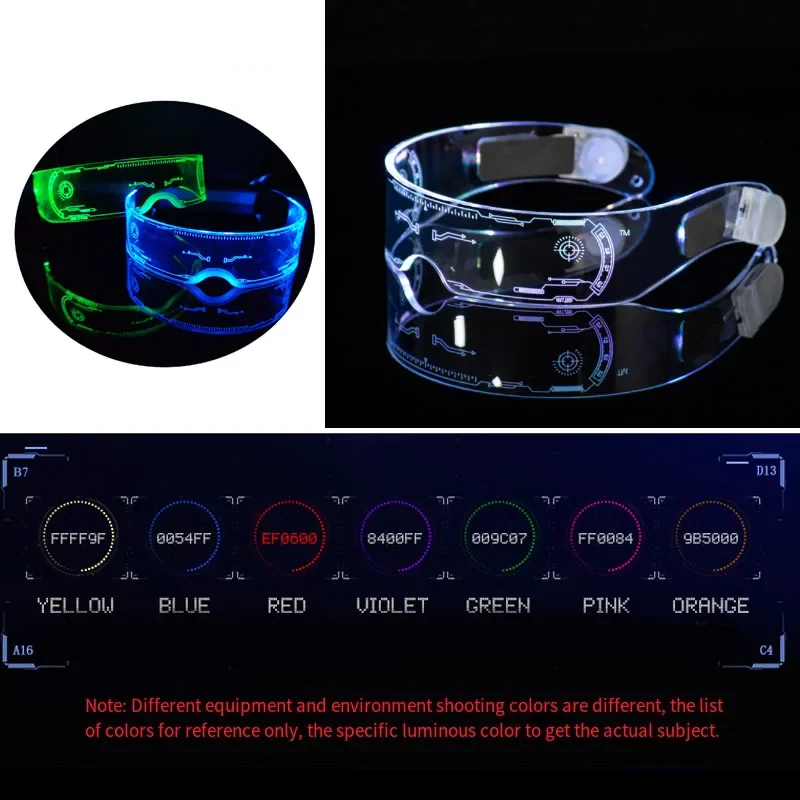 Rechargeable LED colorful scifi luminous glasses future technology glasses birthday party glasses bar Glow Party Supplies