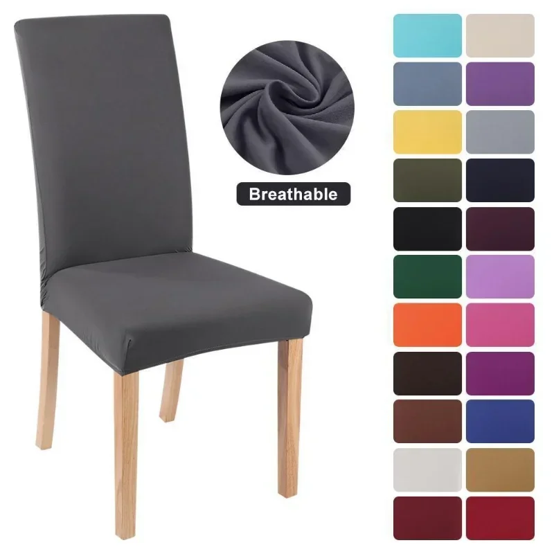 Adjustable Chair Cover Elastic Solid Color Spandex Stretch Slipcovers Chair Seat Covers Kitchen Dining Room Wedding Banquet Home