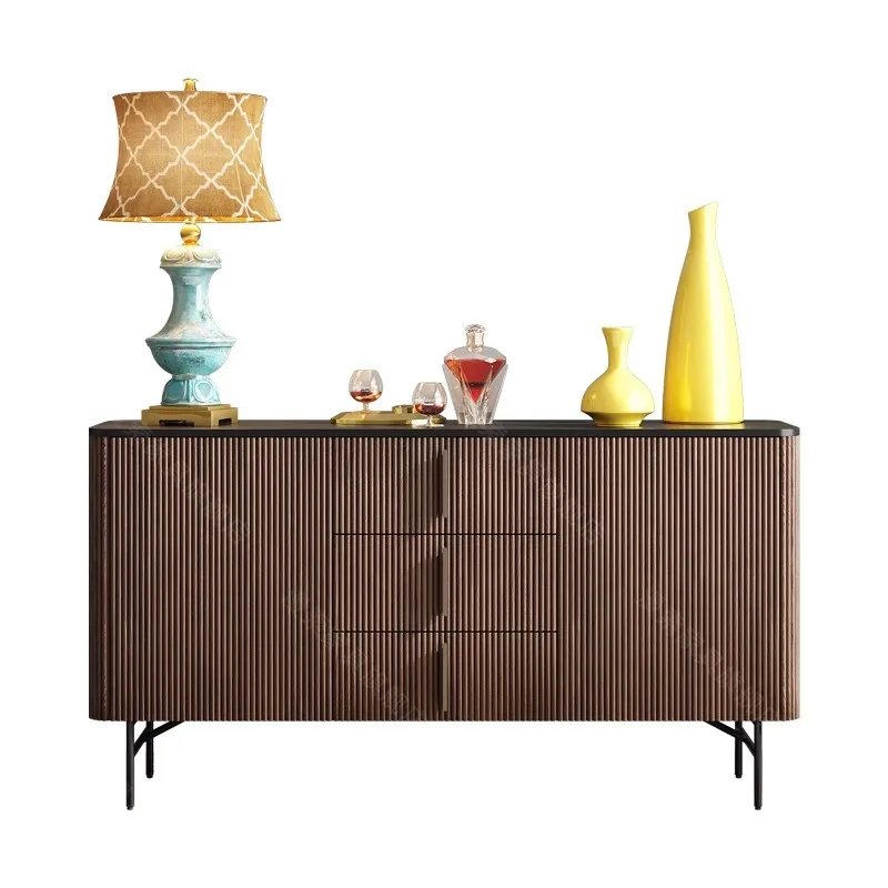 

Italian style, light luxury, solid wood, side cabinet, medieval, living room, retro, high-end, rock slab