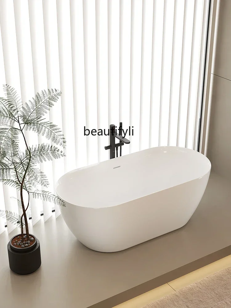 

Bathroom acrylic integrated bathtub adult household small apartment hotel homestay oval light luxury bathtub