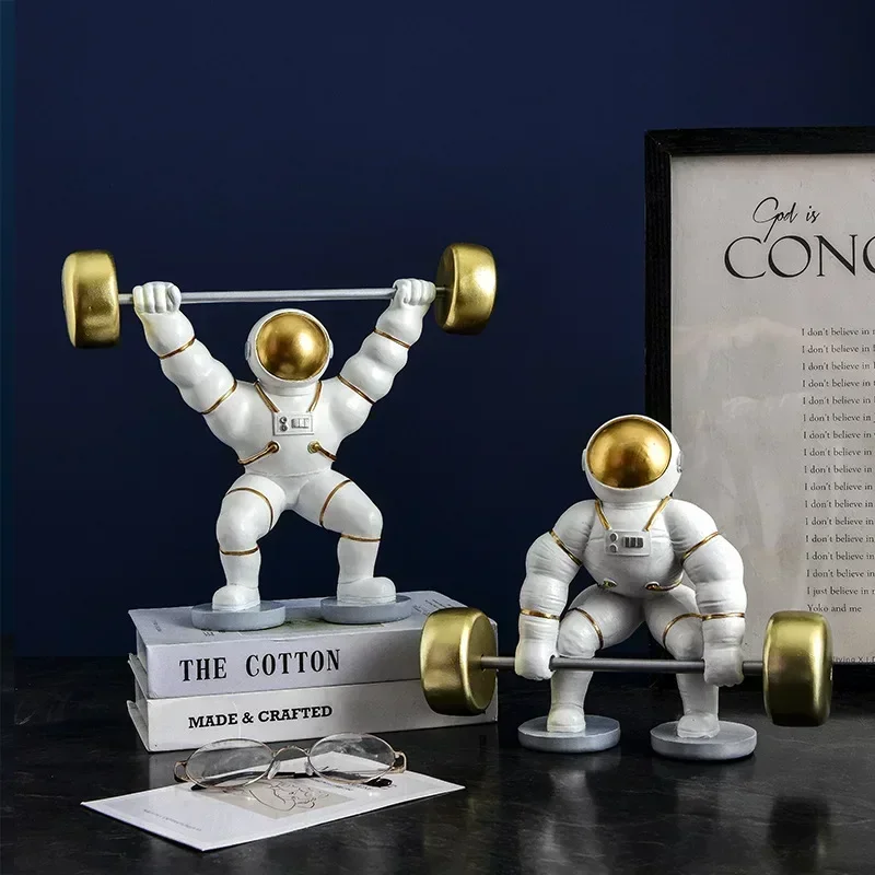 

Creative Furnishings Astronaut Weightlifting Ornaments Home Porch Decoration Living Room Bedroom Astronaut Furnishings Bookcase