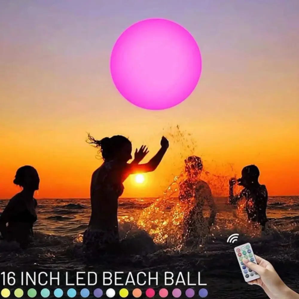 Color-Changing Lights Inflatable LED Ball Remote Control 16 Colors LED Glowing Beach Ball Luminous Large Size