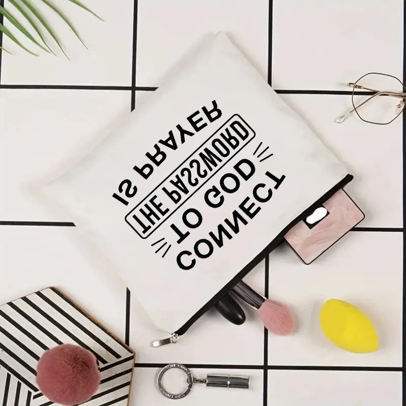 Connect To God Print Cosmetic Kit Prayer Organizer Makeup Bag Best Religious Gift for Christian Prayer Pencil Case Women Wallet