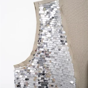 Zevity نسائي يورو على شكل V رقبة ترتر تصميم سترة مرقعة سيدة بلا أكمام مفتوحة خياطة كاجوال ريترو سترة قمم CT6229 أعلى 10 مبيعات ملابس نسائية في 80 و 90 - رقم 7