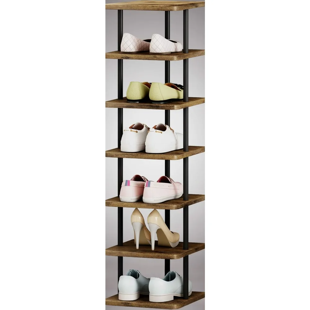 

7-Tier Vertical Shoe Rack Slim Metal Shelf Space Saving Storage Organizer for Closet Entryway Bedroom