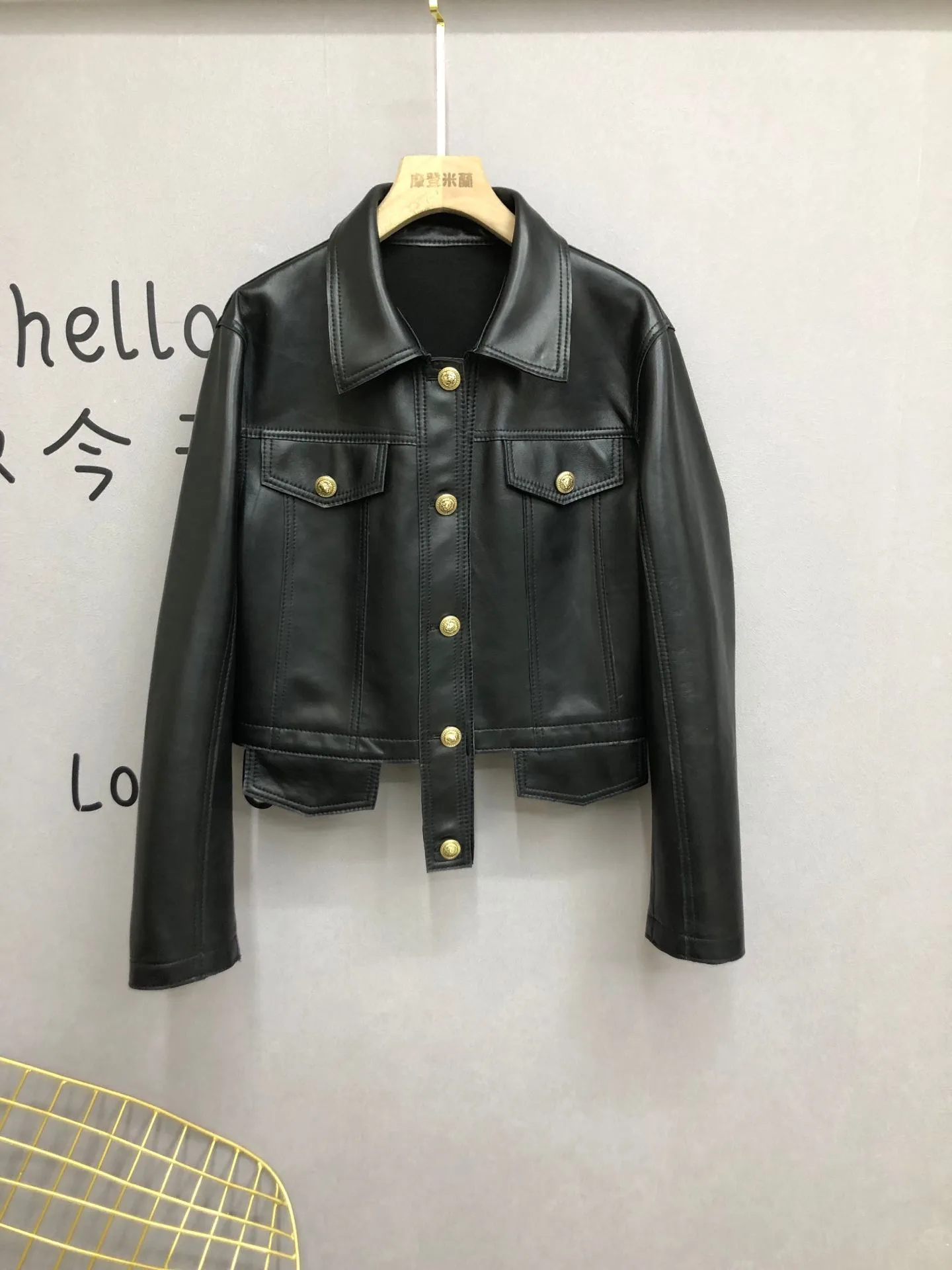 Metal Buttons real leather jackets female spring new arrivals soft leather outerwear Short tops motorcycle jacket wy757