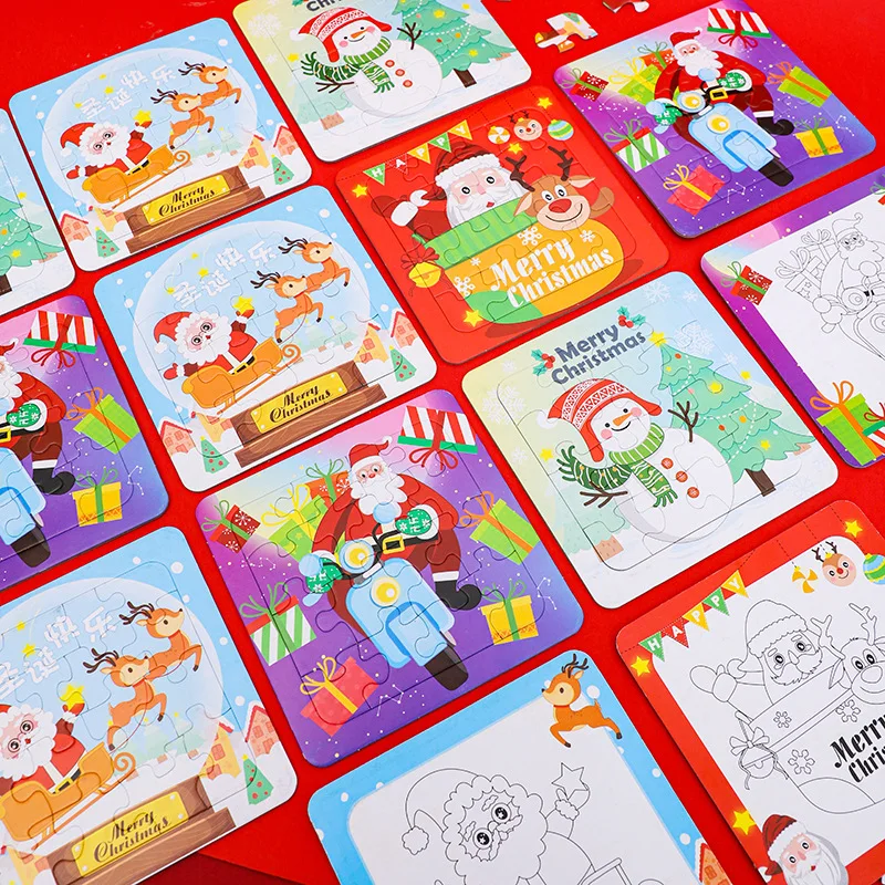 1/2 stücke Weihnachten Puzzle Spielzeug Santa Claus Muster Papier Quadrat Puzzle Baby frühe Bildung Puzzle Spielzeug Cartoon Puzzle Spiel Geschenke