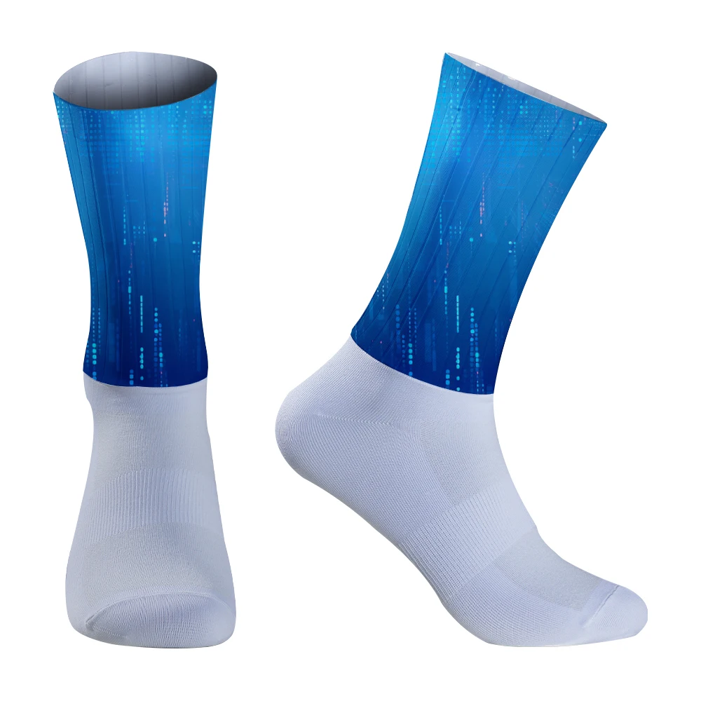 Calcetines de ciclismo para hombre y mujer, medias aerodeslizantes de silicona sin costuras, para bicicleta de carretera, novedad de verano, 2024