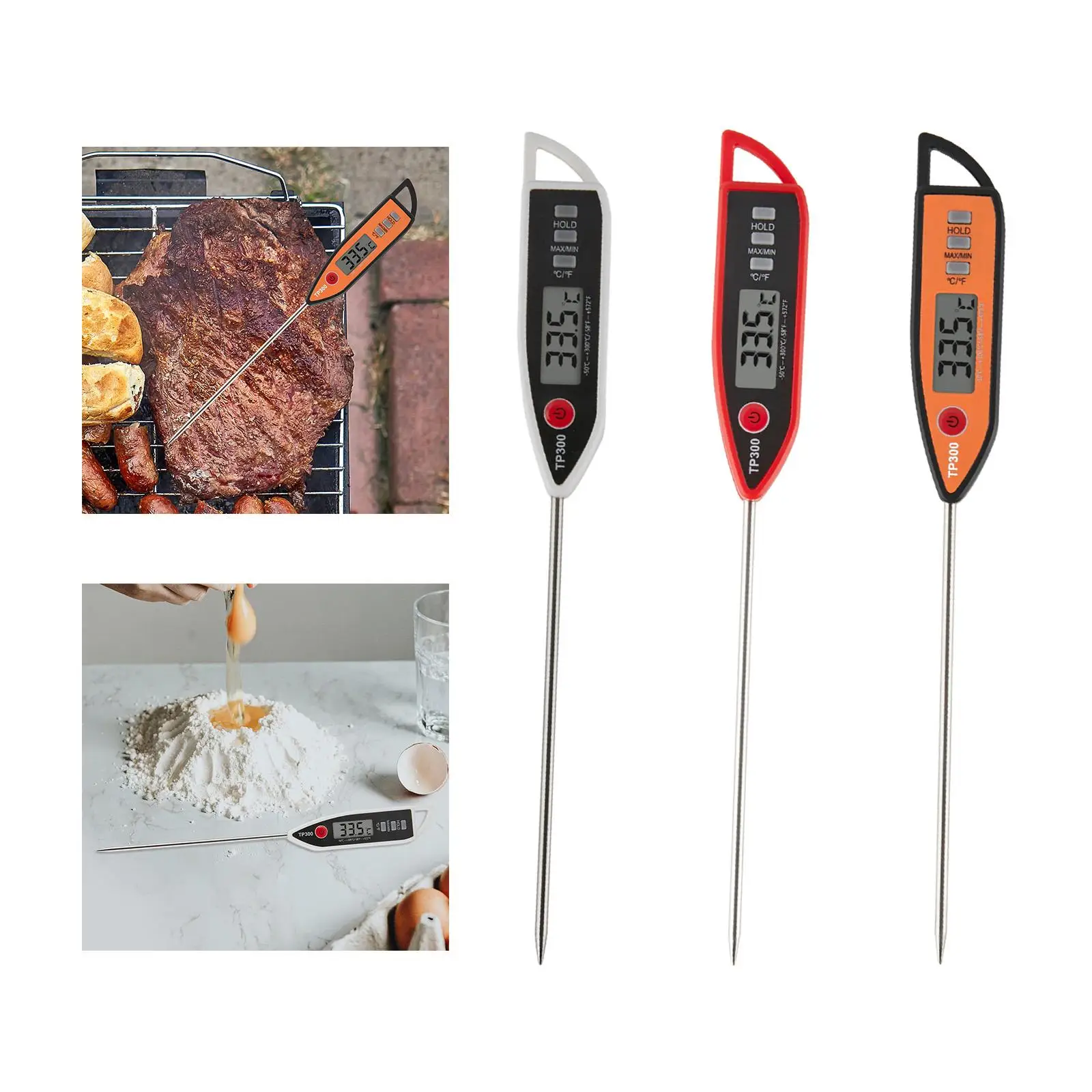 Instant Read Meat Thermometer Fast Thermometer Digital Food Insert Thermometer for Steak Turkey Oven BBQ Outdoor Grilling