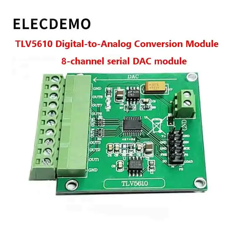 8CH Serial High-Speed DAC Module, Digital to Analog Converter Board, High Precision Low Noise, SPI Configurable,TLV5610/TLV5608