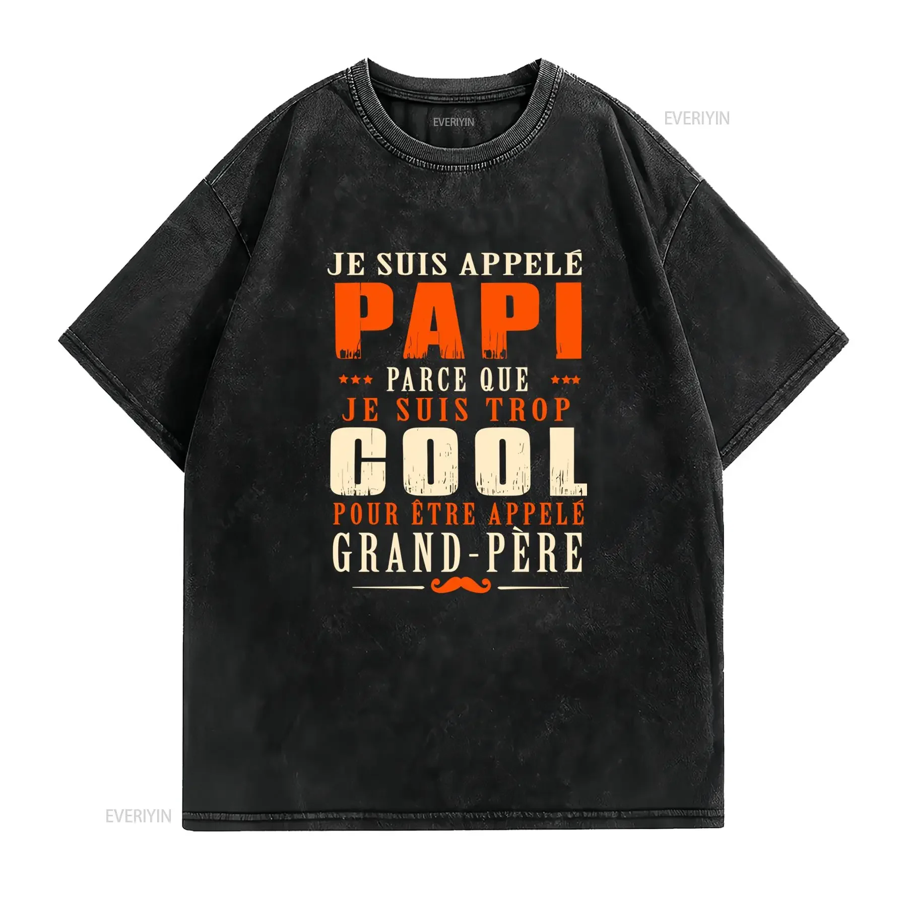 Vintage Funny French Grandpa Papi Slogan Print Casual T Shirt vintage Washed graphic designer clothes Slightly Comfortable