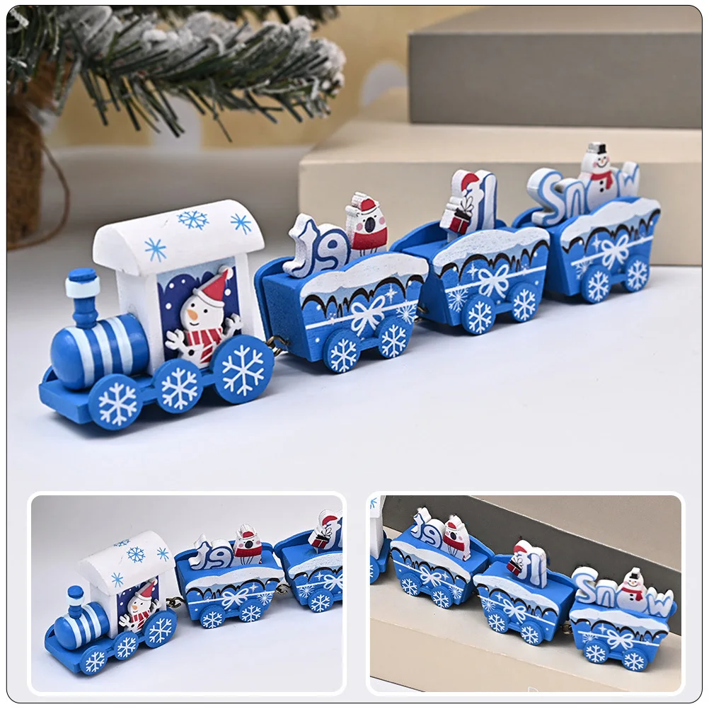 

1pc 1 Box Wooden Train Decor Christmas Tabletop Centerpiece Festive Party Decoration Xmas Gift Indoor Scene Ornament