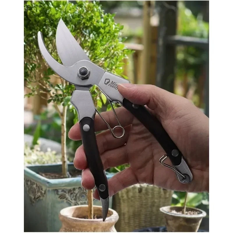 Stainless Steel Pruning Shears With Plastic Handle Garden Secateurs Tool Sharp Soil Loosening Scissors