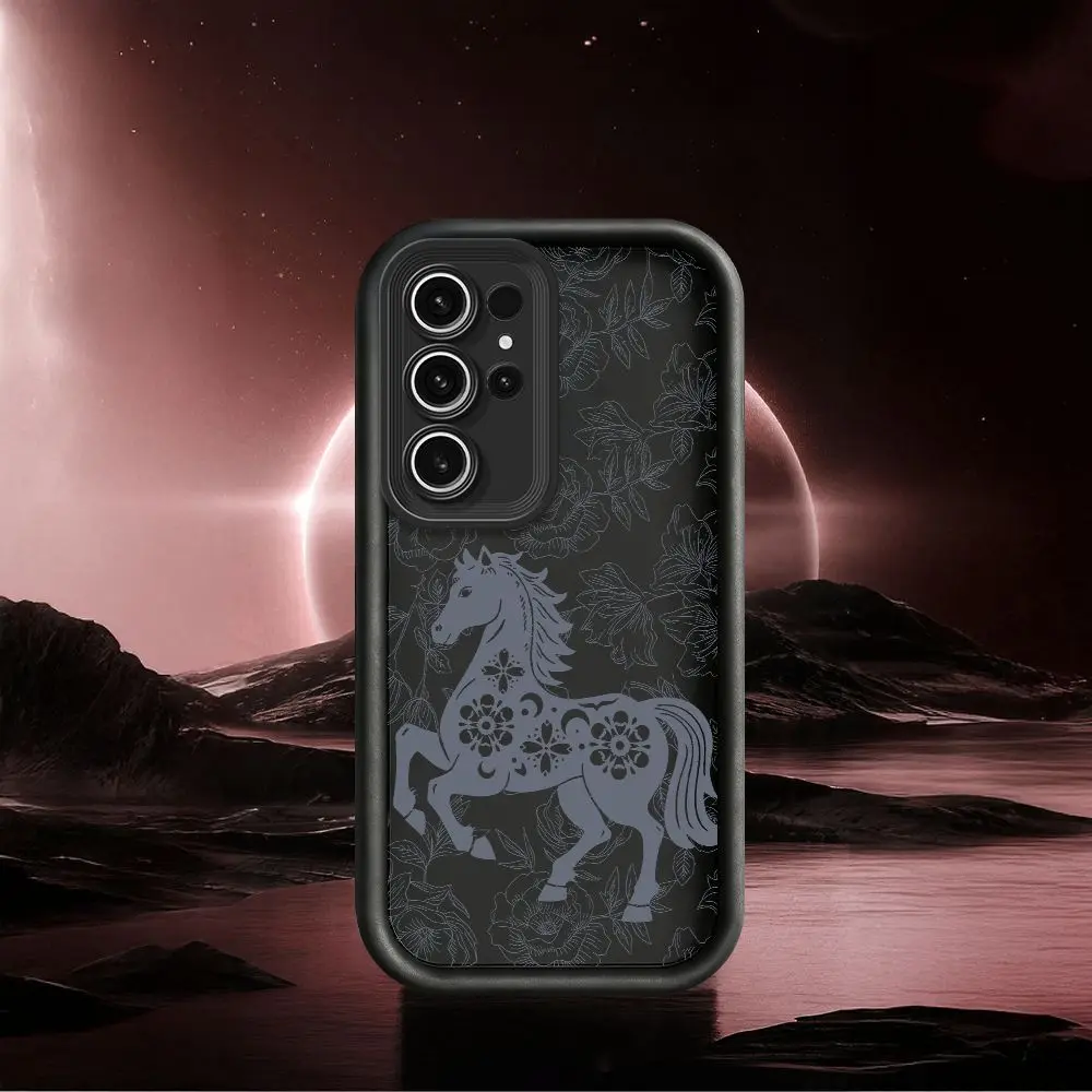 Stick Figure Horse Pattern Case for Samsung Galaxy S26 S25 S24 S23 Ultra Plus FE S22 S21 S20 Note 20 Ultra Cover Silicone Cases