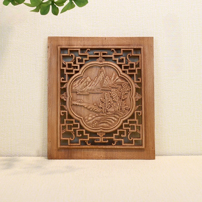 Traditional Chinese Wall Hanging Wooden Landscape Painting Ornament Classical Room Decoration Handcrafted Art Decor