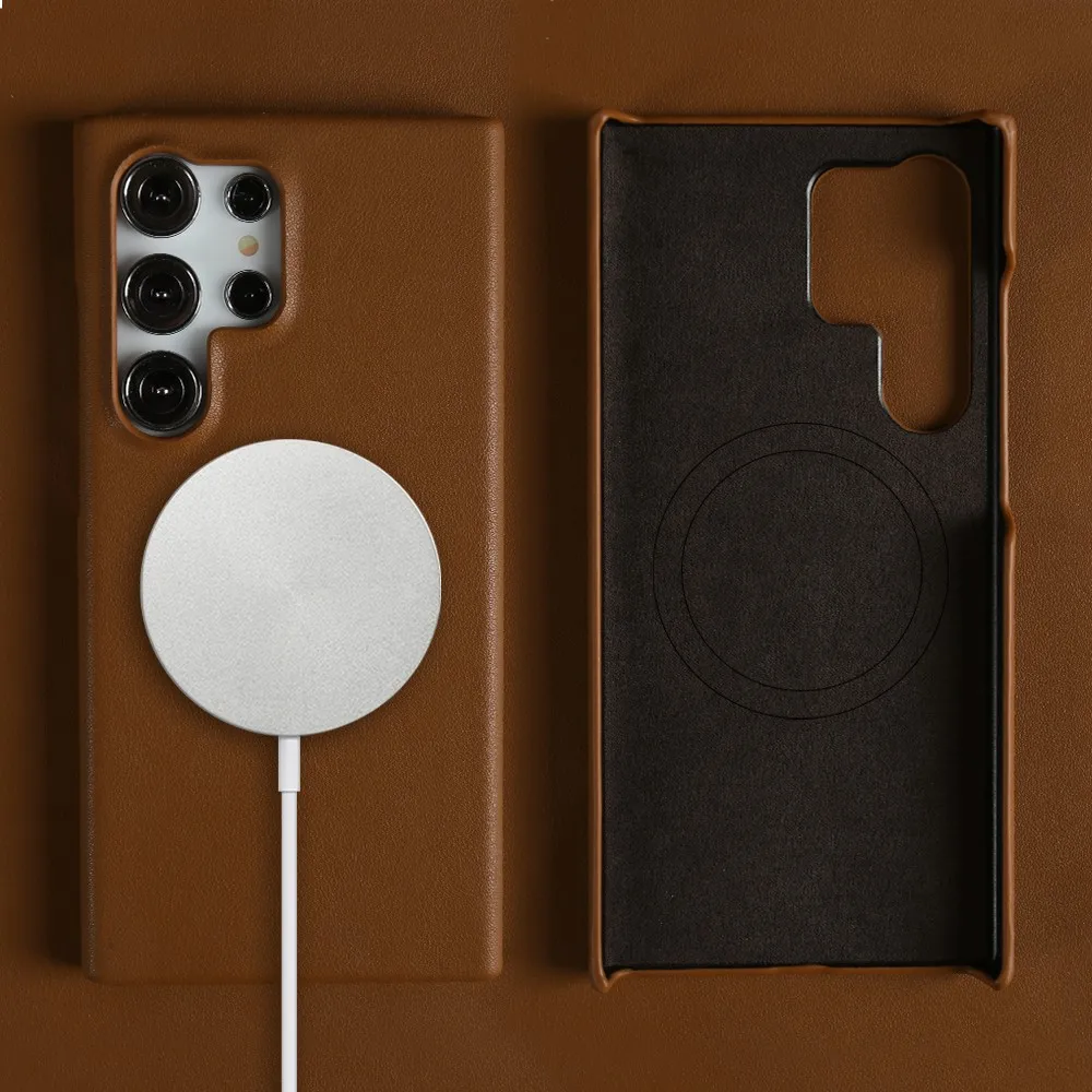 

Магнитный чехол ручной работы из натуральной кожи премиум-класса для Samsung Galaxy S25 Ultra, чехол S24FE S23 S22 S21 S20 Note20Ultra Magsafe Cover