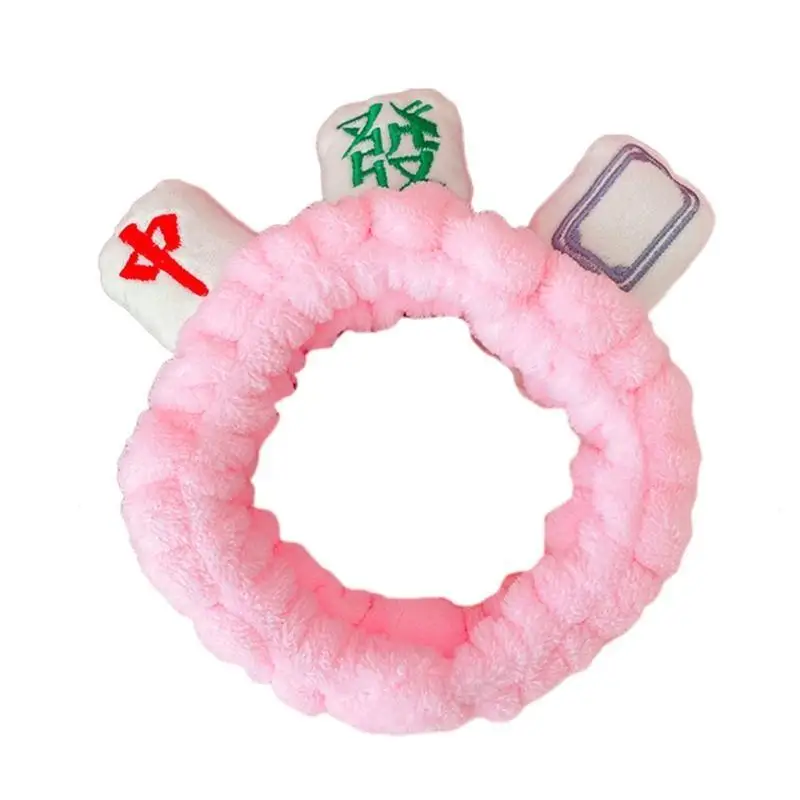 

39BB Furry Mahjong Hairband Elastic Makeup Headband Creative Washing Face Headban