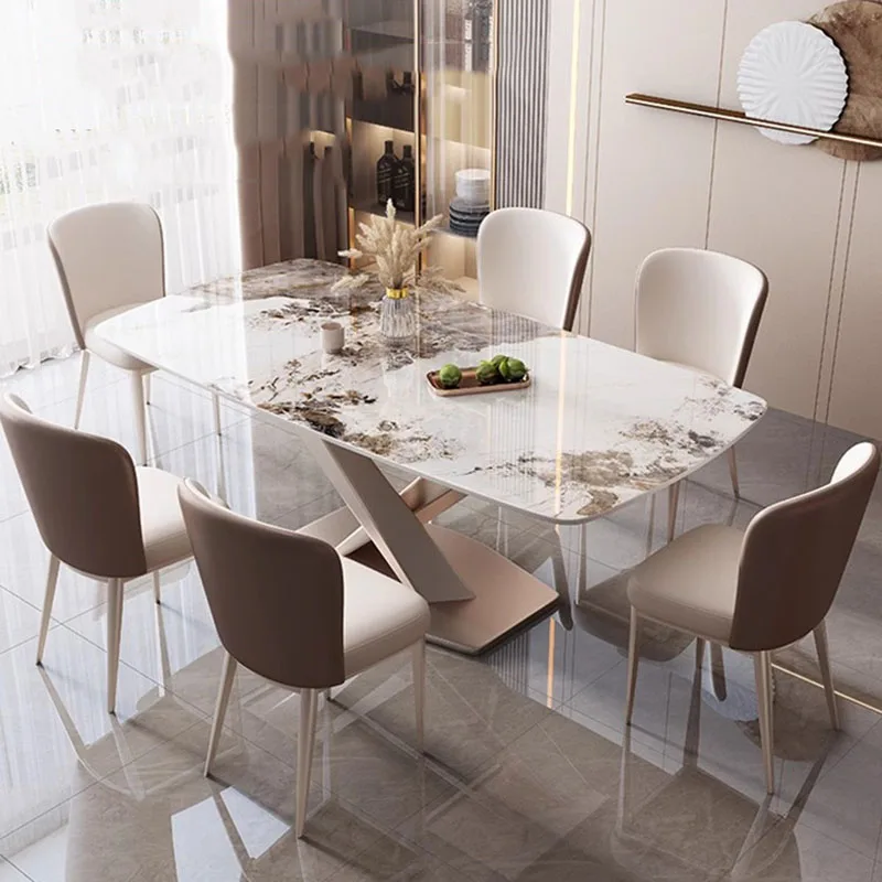 

Design Unfolding Dining Table Rectangle Chairs Italy Living Dining Table Luxury Marble Set Sala Da Pranzo Kitchen Furniture