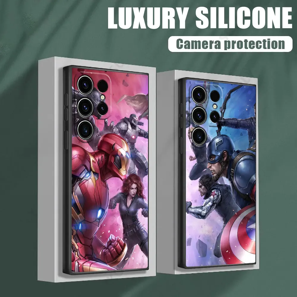 

Marvel Ironman Captain America Phone Case for Samsung Galaxy S26 S25 Ultra S24 S23 Ultra S22 Plus S21 S20 S21 FE S26 Soft Funda