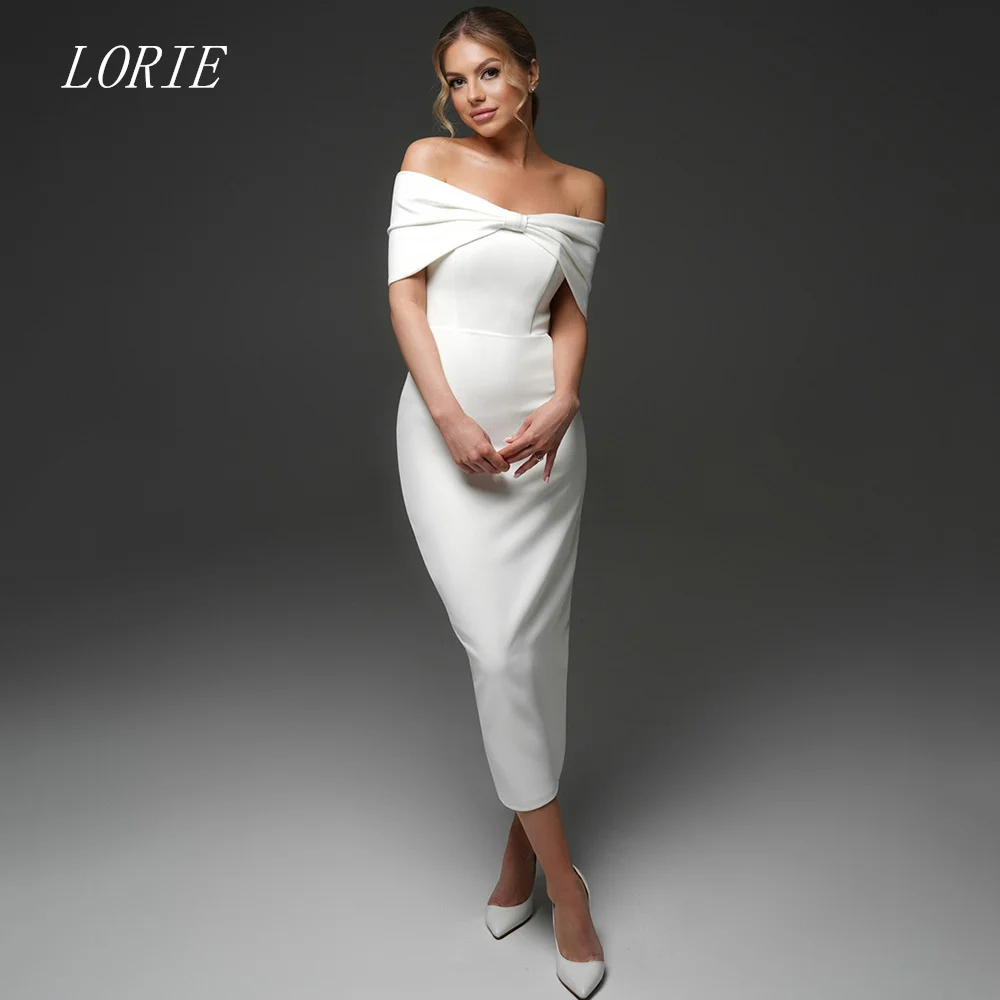

LORIE Luxury Mermaid Civil Wedding Dress Off The Shoulder Bridal Dresses Minimalist Bow Wedding Gown Customized 2026