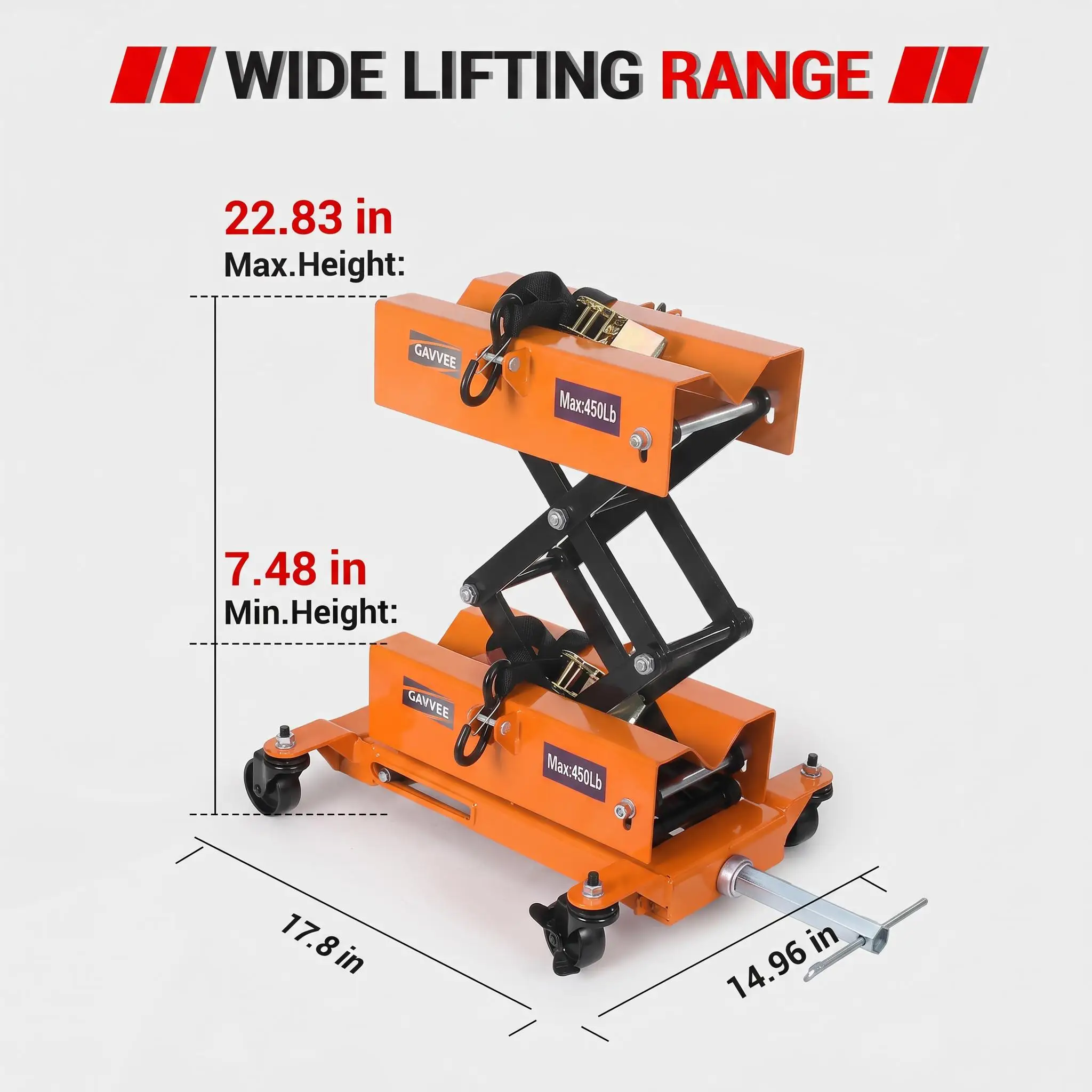 450 LBS Auto Repair Lifting Jack - Heavy-Duty Transmission Jack for Easy Vehicle Maintenance and Transmission Replacement, Orange
