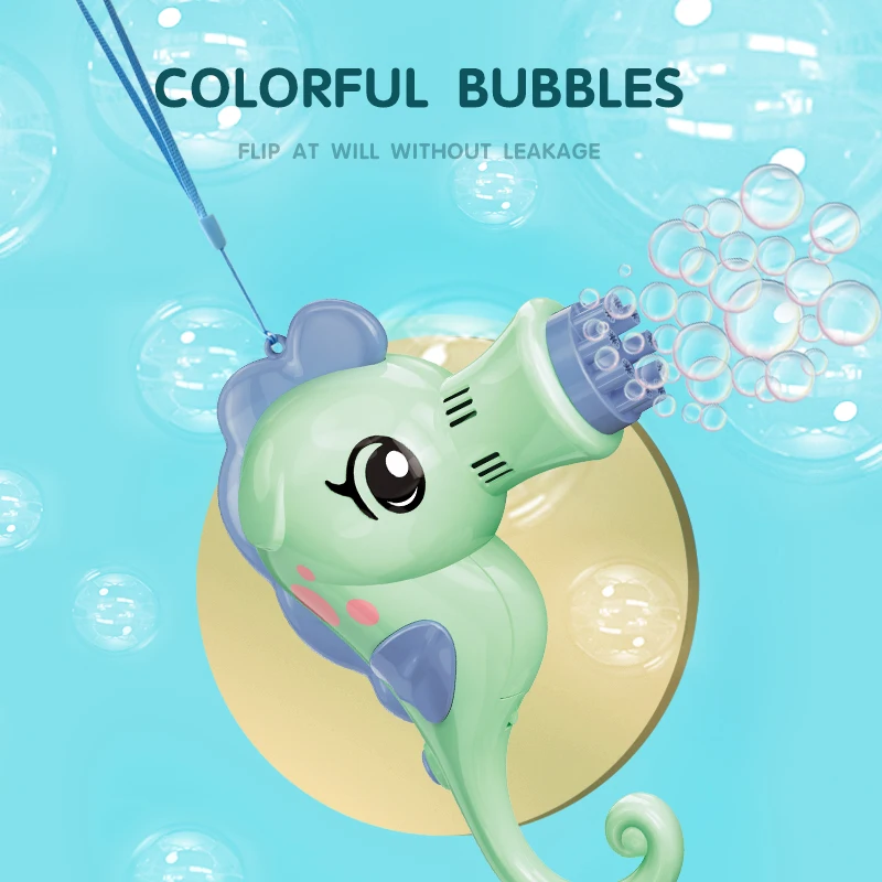 Machine à bulles d'hippocampe pour enfants, projection de lumière portable, semi-automatique, fleurs dispersées féeriques, jouet pour enfants