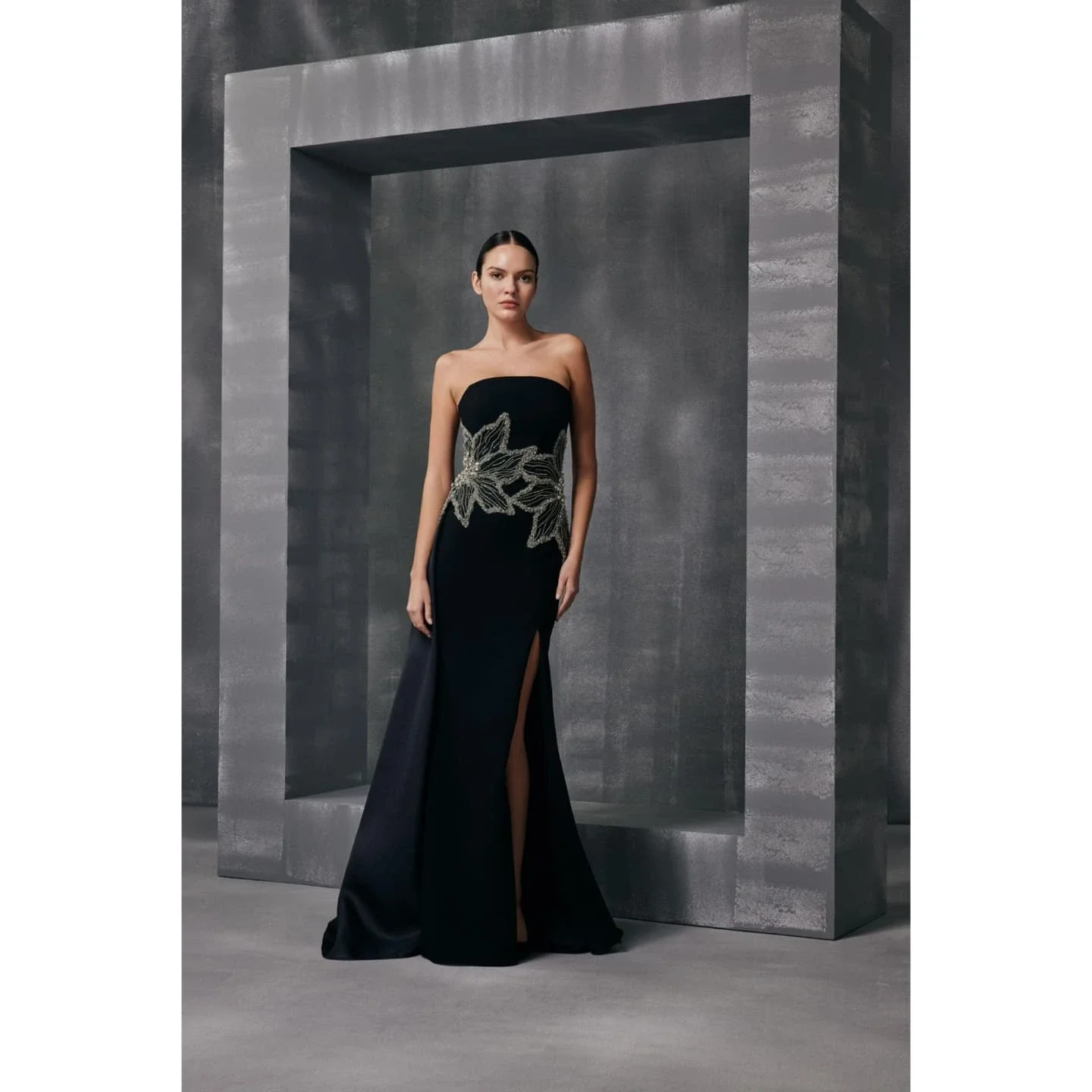 AsaNagi Aribia elegante galajurken dames avondjurken met zijsplitten bloemdecoratie cocktailpartyjurken