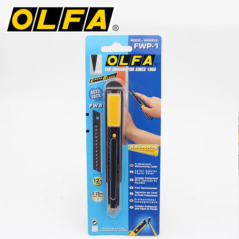 OLFA FWP-1 12.5mm coltello da carta da parati taglierina di medie dimensioni ABS + coltello multiuso in acciaio legato per il taglio di carta, Film,