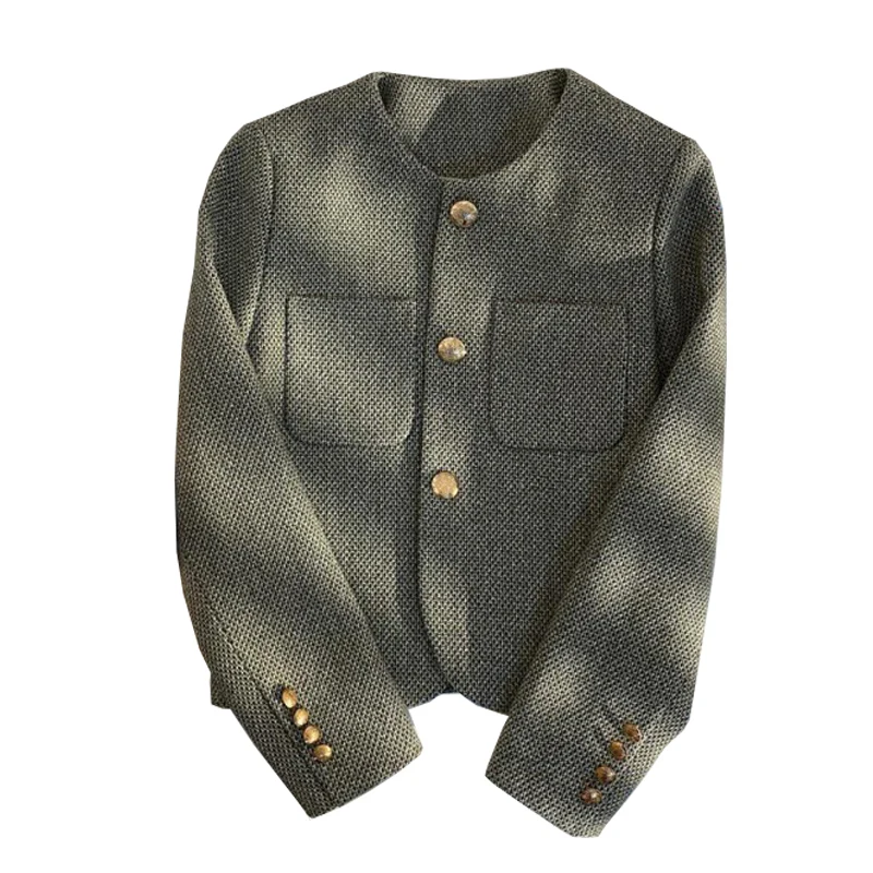 

Black green tweed jacket, 2024 Spring and Autumn new high-end small fragrant style women's suit jacket