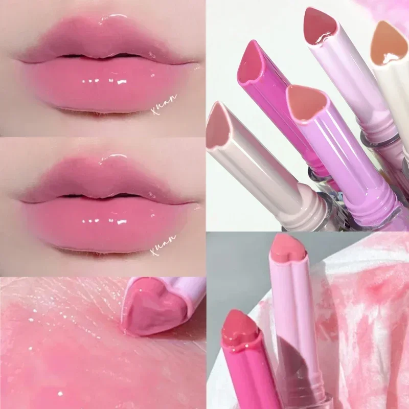 Jelly Spiegel Lippenstift Make-Up Love Shape Waterdichte Non-Stick Cup Effen Lipgloss Heldere Langdurige Hydraterende Lipsticks Pen