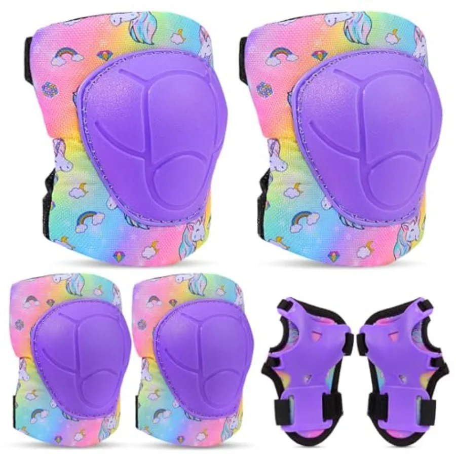 

Knee Pads for Protective Gear Set Adjustable Knee Pads and Elbow Pads with Wrist Guard for Girls Roller Skates Cycling Bike Ska