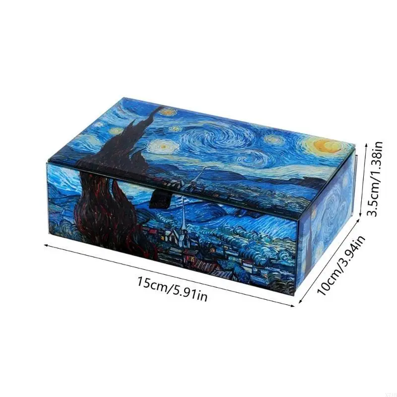 Multifunctional Jewelry Storage Box Display Case for Rings Bracelets and Chains Glass Covered Accessories